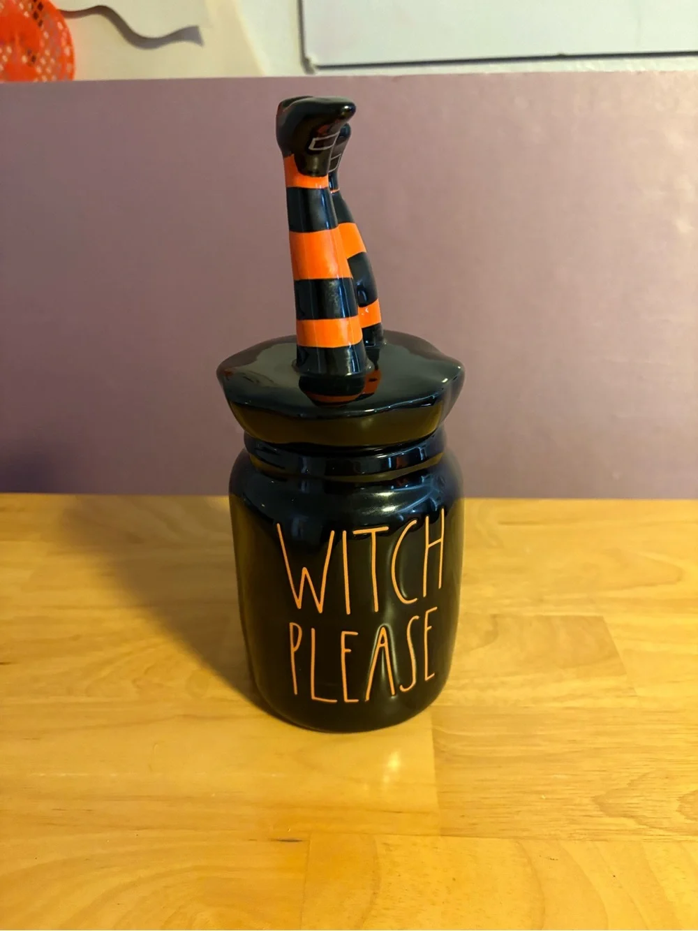 Rae Dunn Black & Orange 'Witch Please' Ceramic Canister